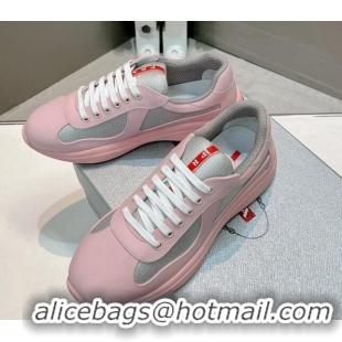  Low Cost Prada Women's America's Cup Soft Rubber and Bike Fabric Sneakers Light Pink 327163