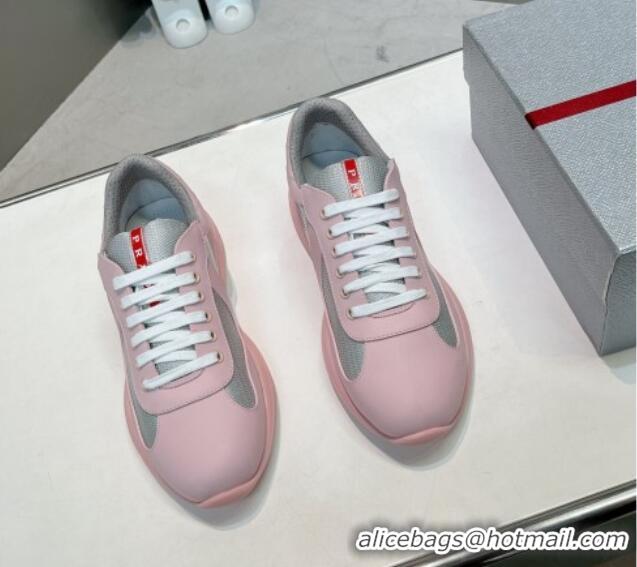  Low Cost Prada Women's America's Cup Soft Rubber and Bike Fabric Sneakers Light Pink 327163