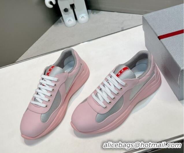  Low Cost Prada Women's America's Cup Soft Rubber and Bike Fabric Sneakers Light Pink 327163