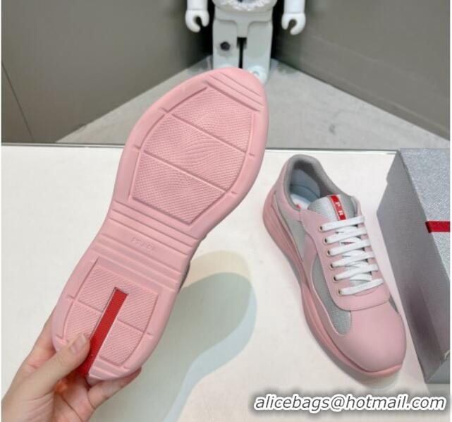  Low Cost Prada Women's America's Cup Soft Rubber and Bike Fabric Sneakers Light Pink 327163