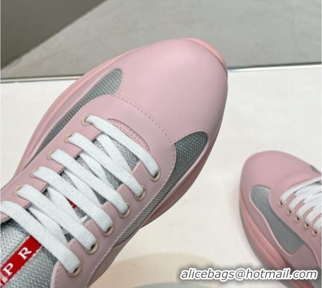  Low Cost Prada Women's America's Cup Soft Rubber and Bike Fabric Sneakers Light Pink 327163