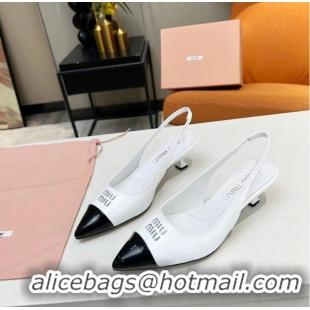 Shop New Design Miu Miu Patent Leather Pumps M8412 White