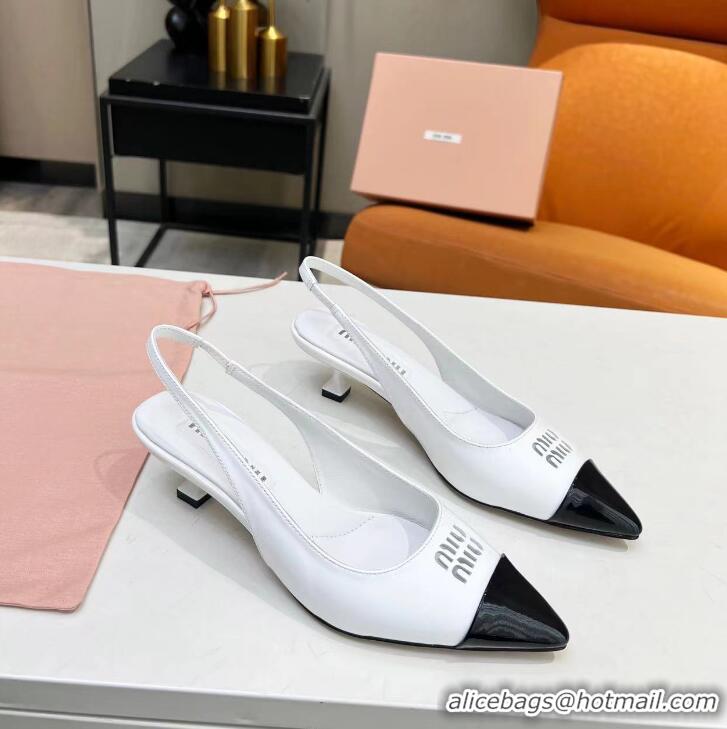 Shop New Design Miu Miu Patent Leather Pumps M8412 White