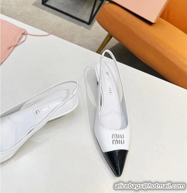 Shop New Design Miu Miu Patent Leather Pumps M8412 White