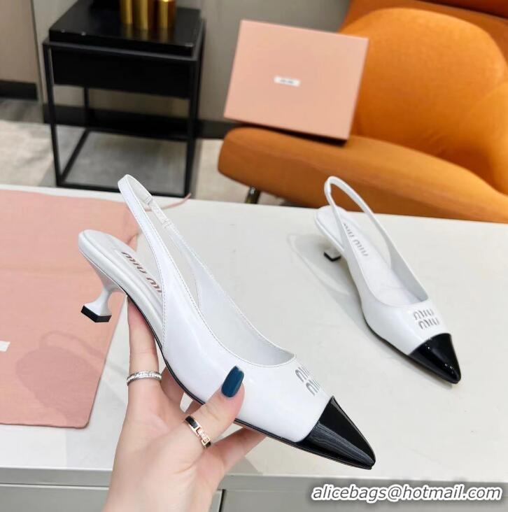 Shop New Design Miu Miu Patent Leather Pumps M8412 White