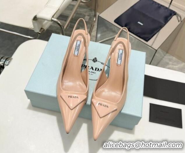 Perfect Prada Brushed Leather Slingback Pumps 7.5cm Beige 429200