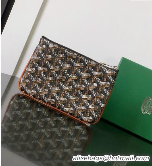 Famous Brand Goyard Senat Mini Pouch 1061XS Black And Tan 2024