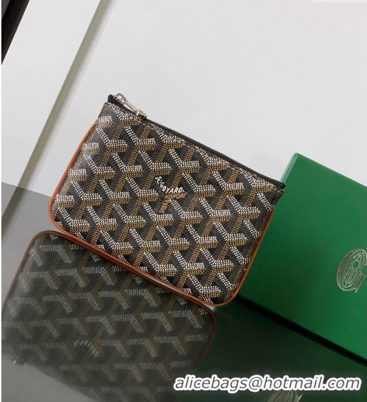 Famous Brand Goyard Senat Mini Pouch 1061XS Black And Tan 2024