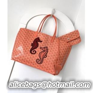 Super Quality Goyard Anjou Tote Bag with Seahorse Embroidered PM 020166M Coral 2024