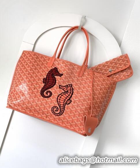 Super Quality Goyard Anjou Tote Bag with Seahorse Embroidered PM 020166M Coral 2024