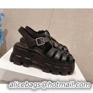 Most Popular Prada Monolith Rubber Platform Sandals 5.5cm Black 430021