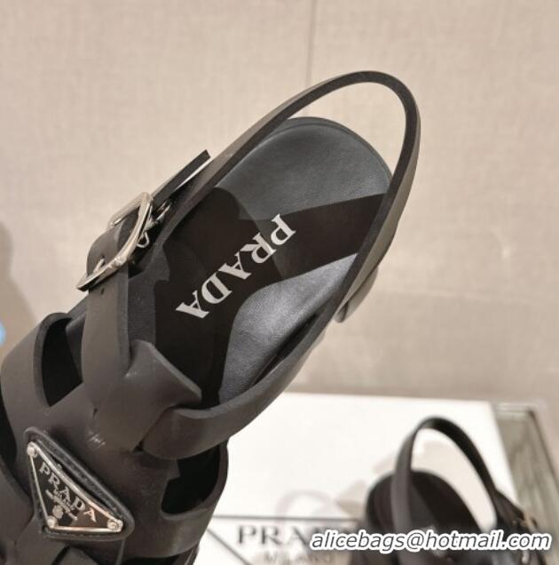 Most Popular Prada Monolith Rubber Platform Sandals 5.5cm Black 430021