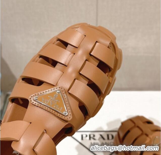 Popular Style Prada Monolith Rubber Platform Sandals 5.5cm Brown 430022