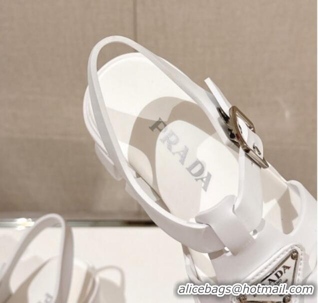 Luxurious Prada Monolith Rubber Platform Sandals 5.5cm White 430023