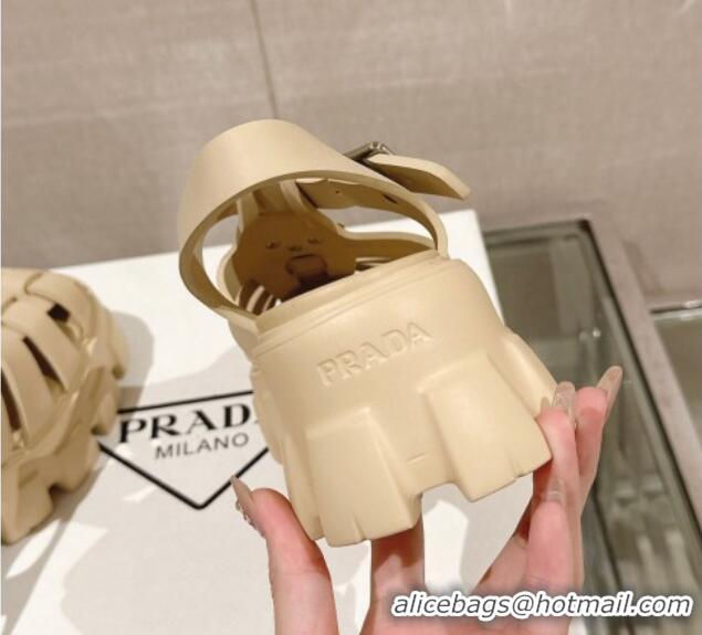 Most Popular Prada Monolith Rubber Platform Sandals 5.5cm Beige 430024