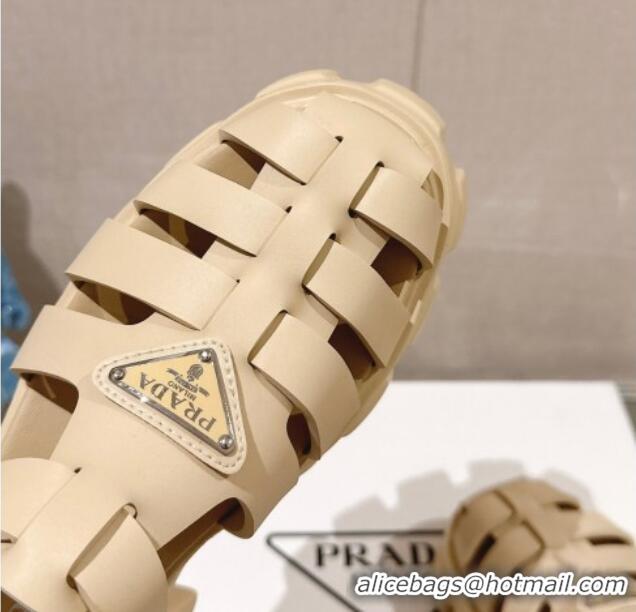 Most Popular Prada Monolith Rubber Platform Sandals 5.5cm Beige 430024