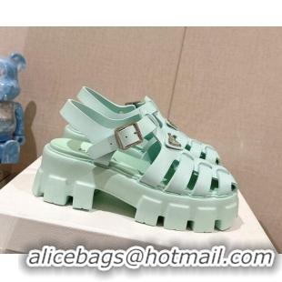 Top Design Prada Monolith Rubber Platform Sandals 5.5cm Green 430025