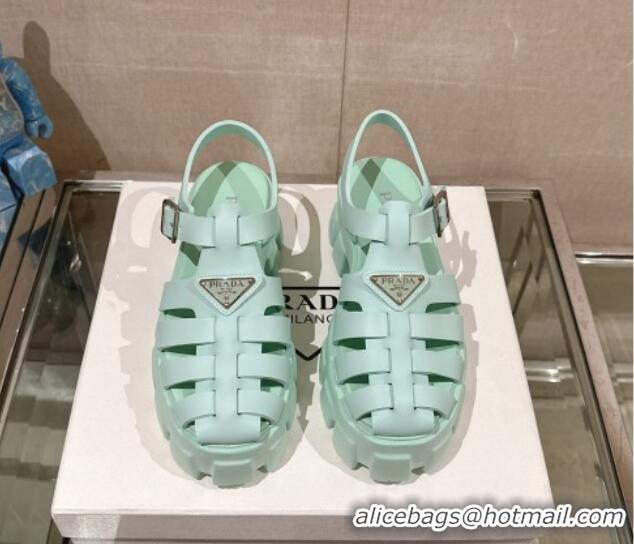 Top Design Prada Monolith Rubber Platform Sandals 5.5cm Green 430025