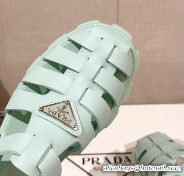 Top Design Prada Monolith Rubber Platform Sandals 5.5cm Green 430025