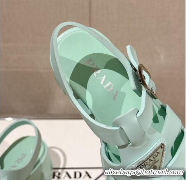 Top Design Prada Monolith Rubber Platform Sandals 5.5cm Green 430025