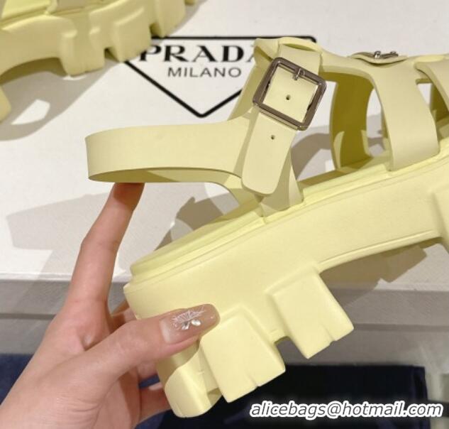 Good Quality Prada Monolith Rubber Platform Sandals 5.5cm Yellow 430026