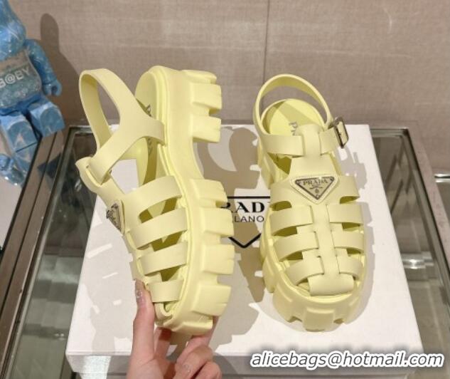 Good Quality Prada Monolith Rubber Platform Sandals 5.5cm Yellow 430026