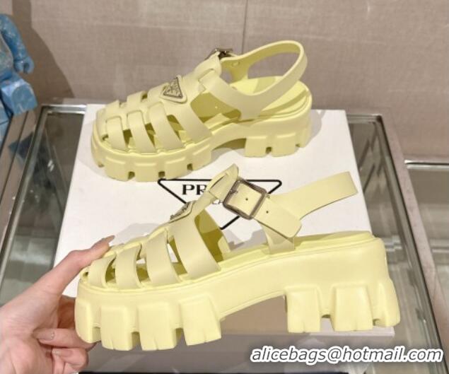 Good Quality Prada Monolith Rubber Platform Sandals 5.5cm Yellow 430026