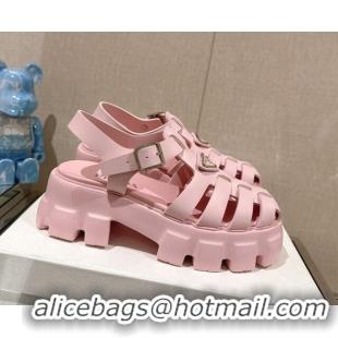 Pretty Style Prada Monolith Rubber Platform Sandals 5.5cm Pink 430028