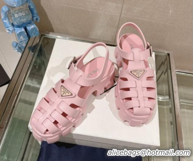 Pretty Style Prada Monolith Rubber Platform Sandals 5.5cm Pink 430028