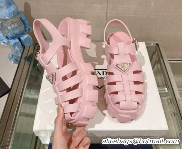 Pretty Style Prada Monolith Rubber Platform Sandals 5.5cm Pink 430028