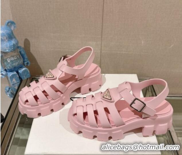 Pretty Style Prada Monolith Rubber Platform Sandals 5.5cm Pink 430028