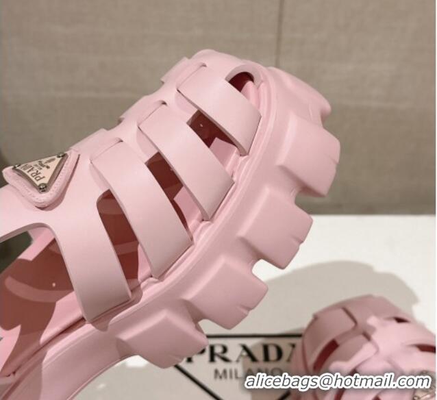 Pretty Style Prada Monolith Rubber Platform Sandals 5.5cm Pink 430028