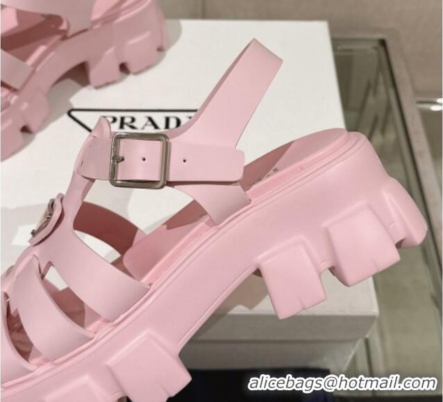 Pretty Style Prada Monolith Rubber Platform Sandals 5.5cm Pink 430028