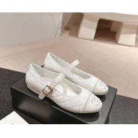 Buy Luxury Chanel Quilted Mary Janes Flats Ballet G45503 White 603088