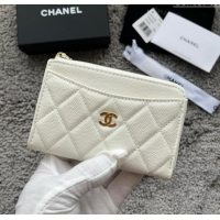 Buy Cheap Chanel Grained Calfskin Card Holder AP3179 White 2024