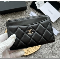 Promotional Chanel Lambskin Card Holder AP3179 Black/Silver 2024