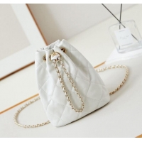 Reasonable Price Chanel Shiny Lambskin Backpack bag AS4810 White 2024