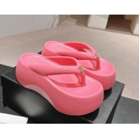 Low Price Chanel Rubber Platform Slide Thong Sandals 4cm with CC Pink 603154