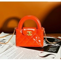 Buy Cheap Chanel Shiny Calfskin Clutch with Chain AP3435 Orange 2024