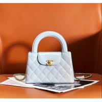 Particularly Recommended Chanel Shiny Calfskin Mini Shopping Bag AS4416 Light Blue 2024