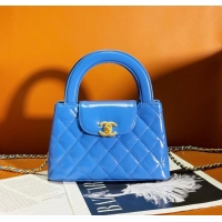 Luxury Classic Chanel Shiny Calfskin Mini Shopping Bag AS4416 Blue 2024