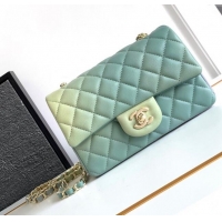 Best Price Chanel Classic 11.12 Mini Handbag A01116 Green/Blue 2024