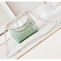 Wholesale Chanel 22 Mini Shopping Bag in Patent Gradient Calfskin & Lacquered Metal AS3980 Green 2024