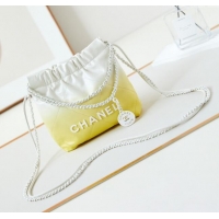 Sophisticated Chanel 22 Mini Shopping Bag in Patent Gradient Calfskin & Lacquered Metal AS3980 Yellow 2024