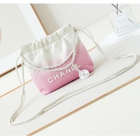 Best Grade Chanel 22 Mini Shopping Bag in Patent Gradient Calfskin & Lacquered Metal AS3980 Pink 2024