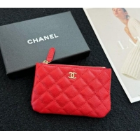 Inexpensive Chanel Grained Calfskin Classic Zipped Case Pouch A0617 Red 2024