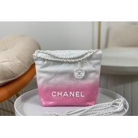 Grade Design Chanel 22 Patent Gradient Calfskin & Lacquered Metal Mini Shopping Bag AS3980 White/Pink 2024