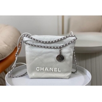 New Fashion Chanel 22 Patent Gradient Calfskin & Lacquered Metal Mini Shopping Bag AS3980 White/Grey 2024