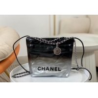 Famous Brand Chanel 22 Patent Gradient Calfskin & Lacquered Metal Mini Shopping Bag AS3980 Black/Silver 2024