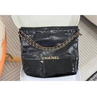 Popular Style Chanel 22 Shiny Calfskin & Patent Patchwork Small Shopping Bag AS3260 Black 2024